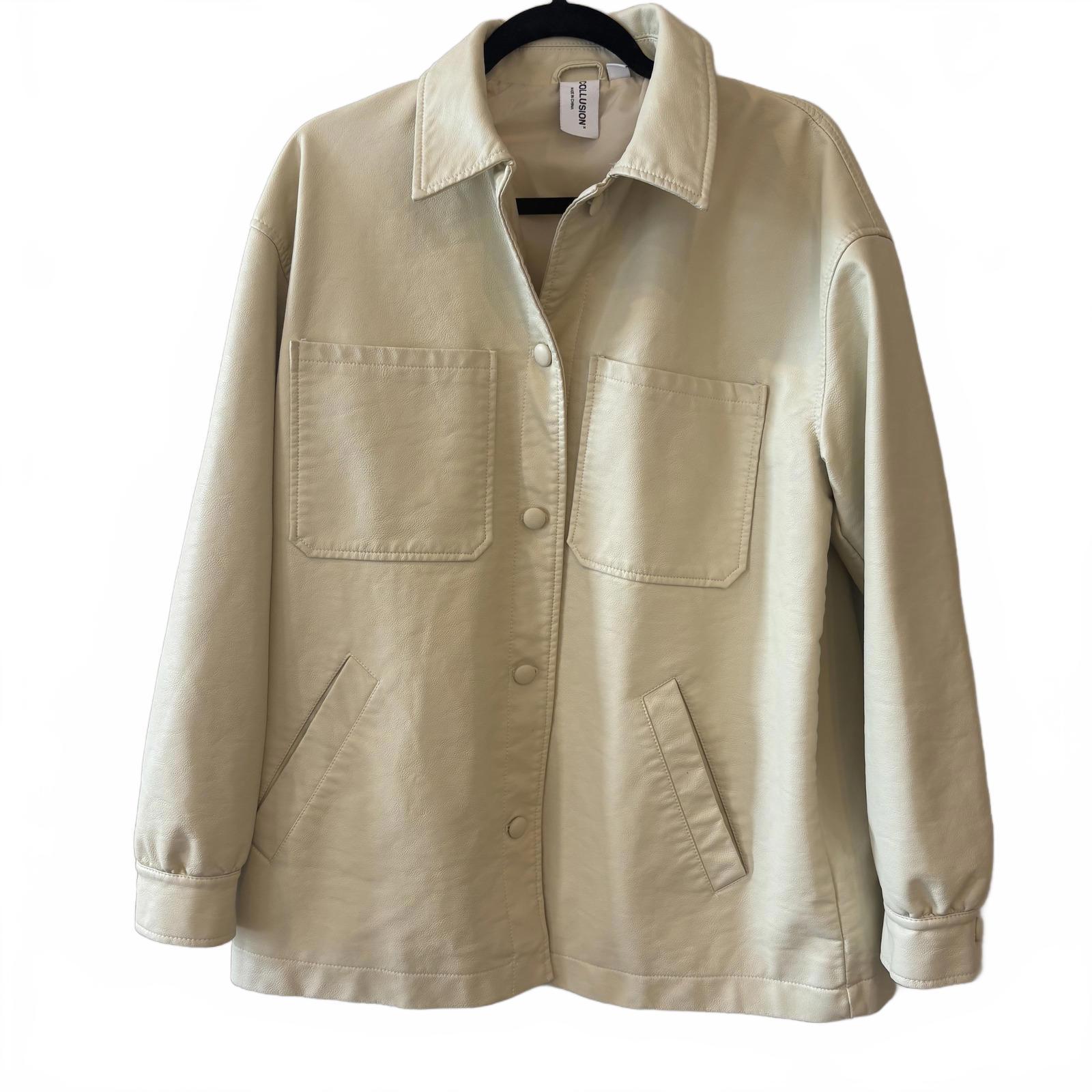 Collusion Cream Faux Leather Jacket